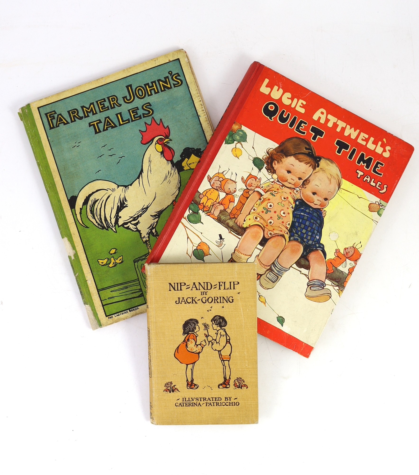 Three early 20th century Children’s works - Attwell, Mabel Lucy - Quiet Time Tales, some plates coloured by infants, S.W. Partridge, 1933; Talbot, Ethel - Farmer John’s Tales, childish inscription to title verso, Ladybir
